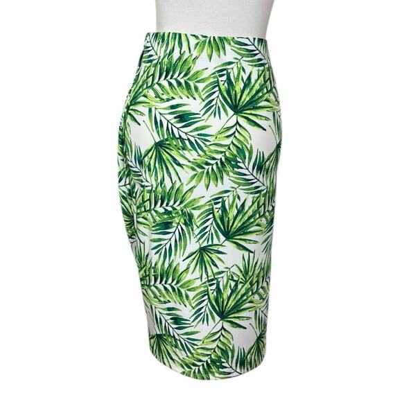 Marc New York Faux Wrap Skirt White Green Tropical Leaf Print Women’s Size Large - Picture 3 of 10